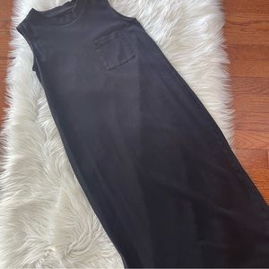 Everlane Sleeveless Black Mock Neck Midi Dress Size XXS Pocket Minimalism Cotton